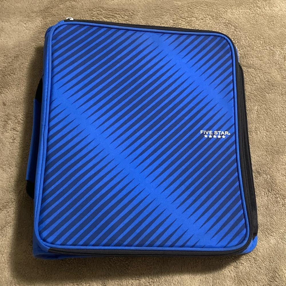 EUC Five Star Zipper Binder, 2 Inch 3-Ring Binder, 5 Tab Expanding File